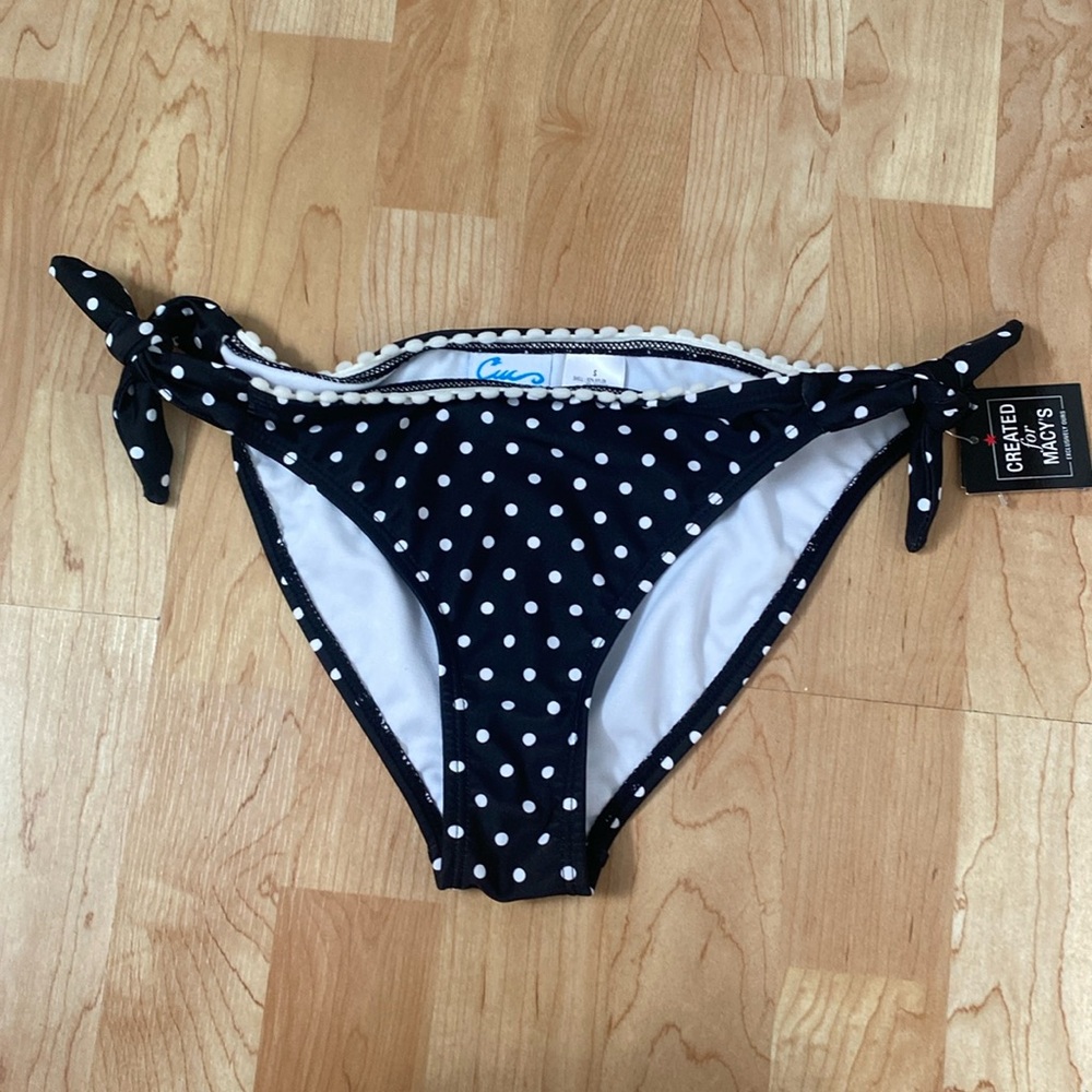 california waves black polka dot bikini bottom